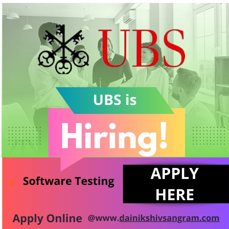 Exciting Opportunity UBS is Hiring for Software Test Engineer