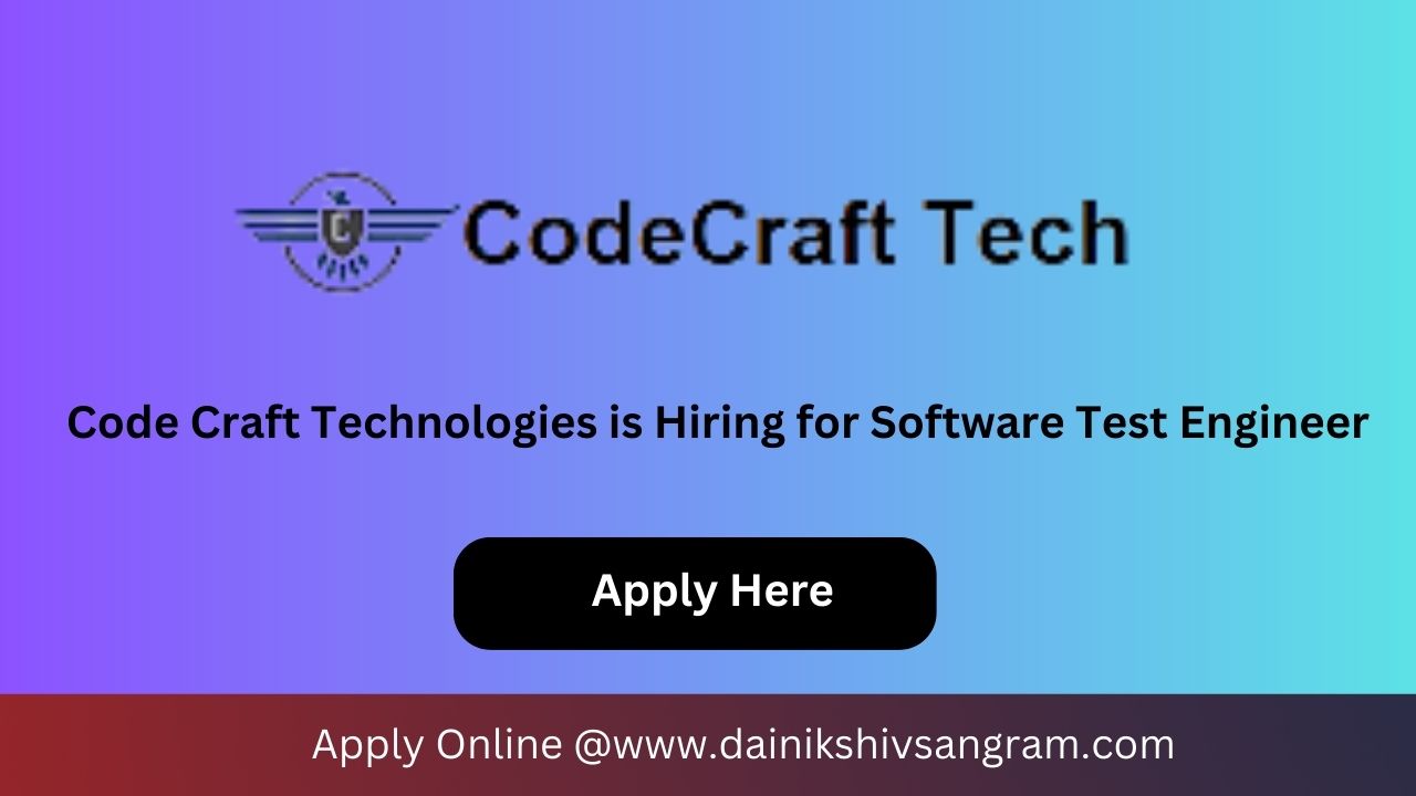 Code Craft Technologies is Hiring for QA Automation Tester | Software Testing Jobs