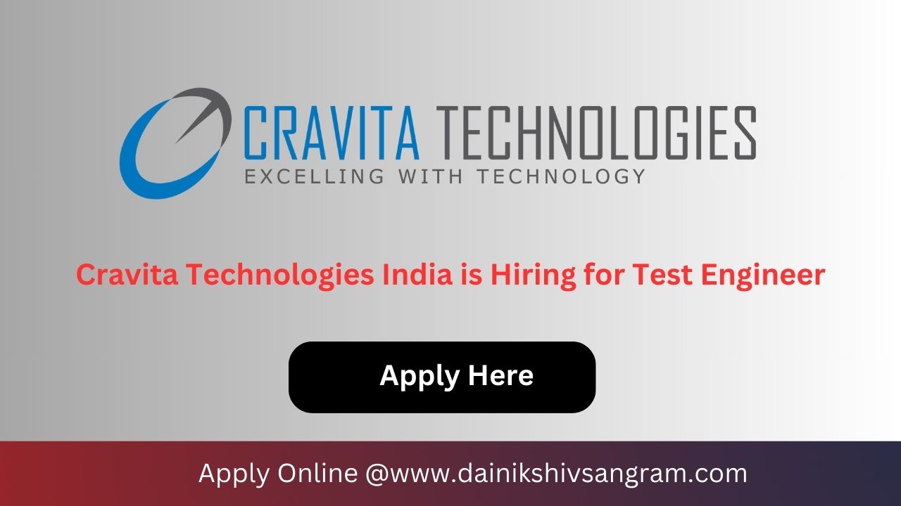 Cravita Technologies India is Hiring for Software Tester- Fresher Job