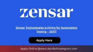Zensar Technologies is Hiring for Automation Testing – SDET